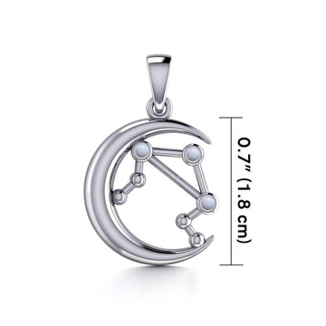Crescent Moon and Libra Astrology Constellation Silver Pendant TPD5772 - Jewelry